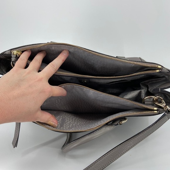 Kate Spade Tote Leighann Mulberry Street Leather Triple Compartment Handbag Gray - Picture 5 of 16